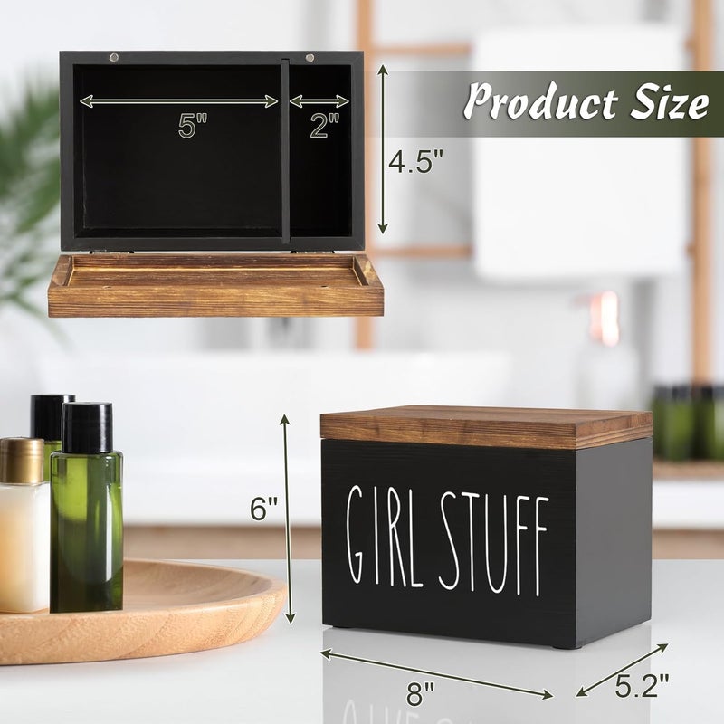 DRASTAR Tampon Holder for Bathroom, Black Feminine Product Organizer, Pad Organize Case with hinged lid, Shark Week Tampon Storage, Lady Stuff Box for Bathroom Accessories - Image 4